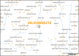 map of Válickapuszta