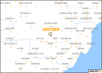 map of Väntorp