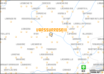 map of Vars-sur-Roseix