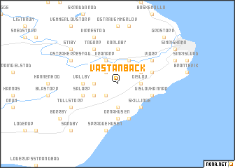 map of Västanbäck