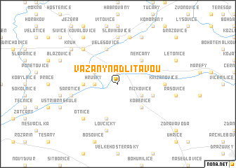 map of Vážany nad Litavou