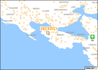 map of Večerići