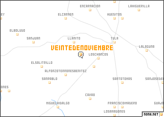 map of Veinte de Noviembre