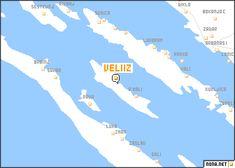 map of Veli Iž