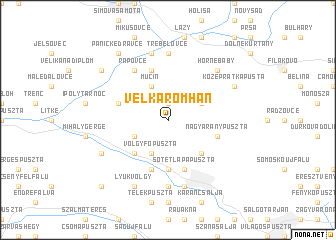 map of Veľká Romháň