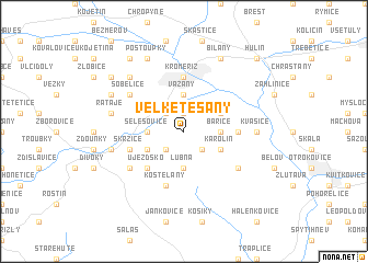 map of Velké Těšany