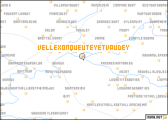 map of Vellexon-Queutey-et-Vaudey