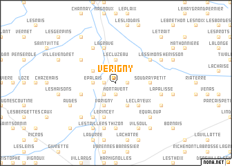 map of Vérigny