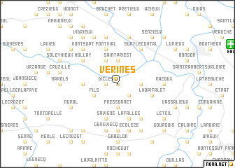 map of Vérines