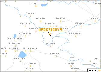 map of Verkšionys