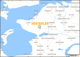 map of Vester Lem