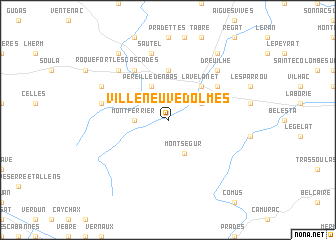 map of Villeneuve-dʼOlmes
