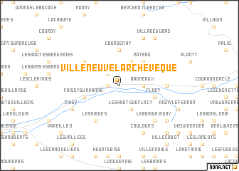 map of Villeneuve-lʼArchevêque