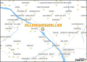 map of Villeneuve-sur-Allier