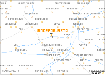 map of Vincefőpuszta