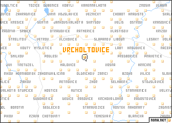 map of Vrcholtovice