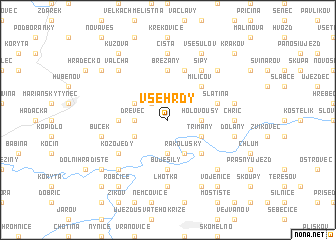 map of Všehrdy