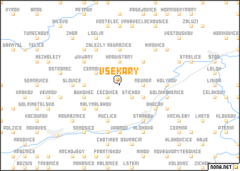 map of Všekary