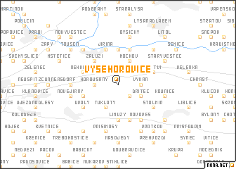 map of Vyšehořovice