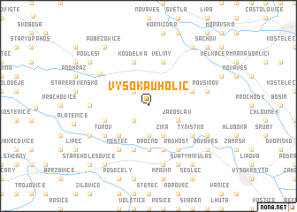 map of Vysoká u Holic