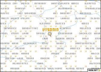 map of Výsonín