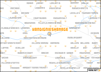 map of Wandignies-Hamage