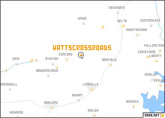 map of Watts Crossroads