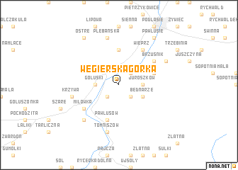 map of Węgierska Górka