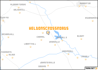 map of Weldons Crossroads