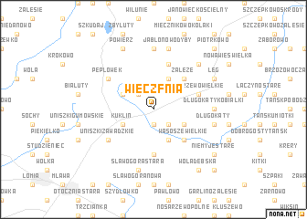 map of Wieczfnia