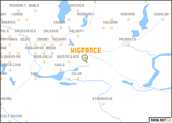 map of Wigrańce