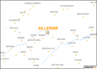 map of Willen Gap