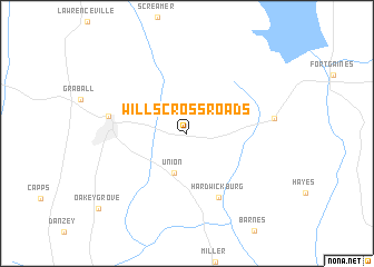 map of Wills Crossroads