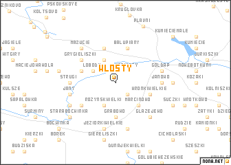 map of Włosty