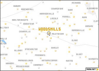 map of Woods Mills