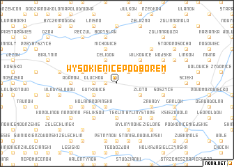 map of Wysokienice Pod Borem