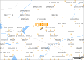 map of Wysokie