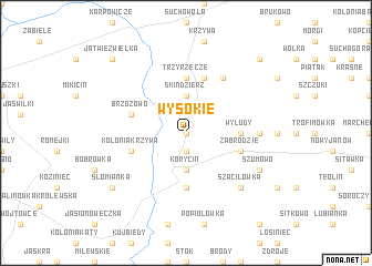 map of Wysokie