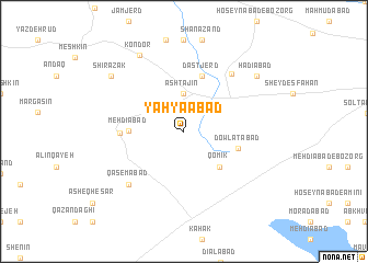 map of Yaḩyáābād