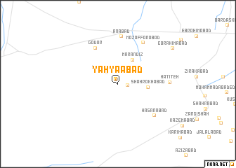 map of Yaḩyáābād