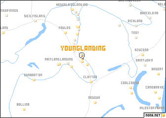 map of Young Landing