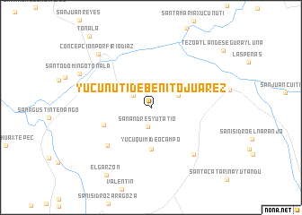 map of Yucuñuti de Benito Juárez