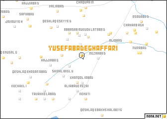 map of Yūsefābād-e Ghaffārī