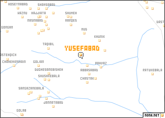 map of Yūsefābād