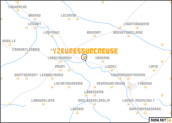map of Yzeures-sur-Creuse