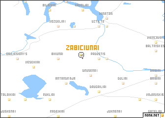 map of Žabičiūnai