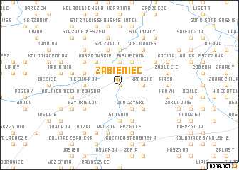 map of Żabieniec