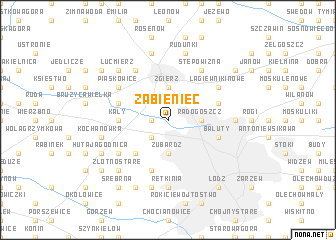 map of Żabieniec