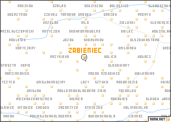 map of Żabieniec