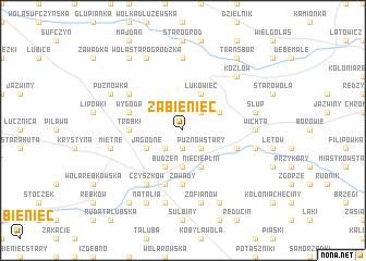 map of Żabieniec